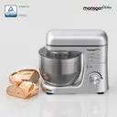 Monsga SM100 Küchenmaschine 1000W, Schwarz/Silber, 6,0L Edelstahl-Rührschüssel, Leise, mit Super-Antihaft Teflon-Knethaken (hitzebeständig bis 260°C), Schneebesen, Flachrührer & Spritzschutz, 8 Geschwindigkeitsstufen image 0