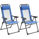 Outsunny Folding Garden Chairs Set of 2, 5-Position Recliner Camping Chair with High Back, All Weather Texteline Seat, Portable Outdoor Dining Chairs with Headrests for Patio, Picnic, Blue image 0