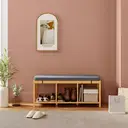 HOMCOM Bamboo Shoe Bench with Seat for Two People, 102cm Modern Entryway Shoe Bench with Open Shelf for Entryway Hallway Bedroom, Natural Wood Finish image 6
