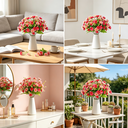 Yuejia 4Pcs 12.6in/32cmArtificial Chrysanthemum Flowers Fake Bouquet Without Vase for Office Family Party Home Wedding Decorations,High-end Artificial Flowers Faux Floral Daisy Bouquet Pack for Decor(rose red) image 6