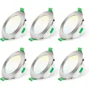 ALUSSO Spot encastré LED variable, 230 V, 68 mm, 7 W, ultra-plat, IP44, blanc chaud/neutre/froid et nickel brossé, pour salle de bains, cuisine, salon image 0