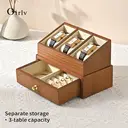 Oirlv Wooden Watch Box Storage Double-layer Jewelry Organizer Wrist Watch Storage Box Dust-proof Transparent Cover Jewelry Display Box image 2