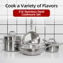 PURECOOK Triple-Ply Stainless Steel Cookware 4-Piece Set Series – 34cm 316 Stainless Steel Wok, 18cm 304 Stainless Steel Milk Pot (with Lid), 24cm 304 Stainless Steel Steamer & Soup Pot (with Lid and Steamer Insert), 28cm 304 Stainless Steel Frying Pan (Lid-Free)  zwilling image 1