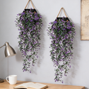 2Pcs 31.49in/80cmArtificial flower wall hanging simulation plant rattan wall hanging indoor wall decoration chlorophytum comosum false flower golden bell willow ceiling decoration(purple) image 3