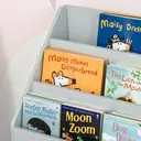 HOMCOM Kids Bookshelf with Storage Drawer, Children's Bookcase with Wheels, Toy Organiser for Bedroom, Playroom - Grey image 1