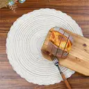 6 pieces, round 38cm woven placemats, Polyester outer layer with three-strand placemat, white coffee，anti-slip polyester Nordic placemats, suitable for home, kitchen, and dining table use, perfect for holiday parties, birthdays, weddings, and dinners image 3
