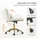 HULALA HOME Vanity Chair with wheels Criss Cross Legged Armless Adjustable Height Velvet Swivel Chair for Home Office Bedroom, Tan image 2