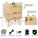 GRAVFORCE Bedside Table Set of 2 Modern Side End Table with Drawers Slim Bedside Tables for Bedroom Living Room Solid Wood Legs 2 Drawer image 1