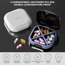 Small Pill Case, Travel Pill Organizer, Small Pill Box, Pill Container for Purse 4 Compartments, Daily Compact Travel Medicine Holder for Vitamins Medication (Grey) image 1
