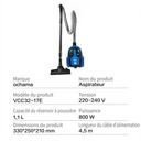 ochama Aspirateur balais filaire multifonction, 800 W, 1,1 L - Noir et bleu image 8