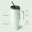 Bottle Bottle Stainless Steel Vacuum Travel Tumbler with Handle and Straw, 40 fl oz, Green image 4