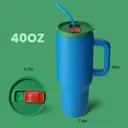 Bottle Bottle 40oz Stainless Steel Vacuum Tumbler With Handle And Straw, Travel Mug, Car Cup, Water Bottle For Gifts, Party, Office, Coffee (Deep Sea) image 3