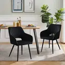 CLIPOP Velvet Dining Chair Set of 2 Padded Dining Table Armchairs with Metal Legs, Upholstered Tub Chairs Dining Room Kitchen Living Room Waiting Room 0198 black 45*52*83 cm image 1