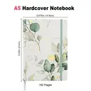 Jubiluu Carnet A5 à couverture rigide texturée, à réglure lignée - 96 feuilles (papier offset 100 g/m²) - Marque-page et bande élastique - Carnet réglure lignée crème classique pour l’écriture, l’école, le bureau et pour offrir - Blanc éucalyptus image 2