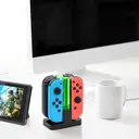 NAXSIR Oplaadstation voor Switch-controllers, 4-voudige Oplader, met Gekleurde LED Acryl Lichtkolommen Zwart image 5