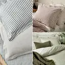 Yard Pillowcase Pair Hebden Stripe Reversible 100% Cotton Forest Green image 2