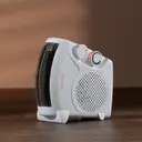 DAEWOO HEA1927GE 2000W Flat/Upright Fan Heater - 2 Heat Settings (1000W/2000W), Thermostat Control, Fan-Only Mode, Automatic Safety Cut-Out - White image 1