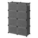 SONGMICSHOME  Shoe Storage Unit with 8 Compartments, Adjustable Hallway Shelf, Cabinet for up to 32 Pairs, Black-Transparent image 1