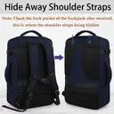 Sac à dos voyage 40L bagage à main avion, extensible 50x35x20cm sac cabine homme léger sac à dos voyage femme sac à dos scolaire, sac à dos cabine voyage travail professionnel, bleu, promotion Nouvel An, cadeau tendance image 3