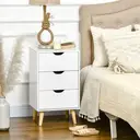 HOMCOM Bedside Table, Bedside Cabinet with 3 Drawers, Side End Table with Pine Wood Legs for Bedroom Living Room, White image 1