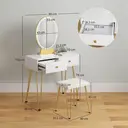 HOMCOM Dressing Table with LED Mirror and Cushioned Stool, Vanity Desk with Acrylic Lipstick Holder and 2 Drawers, Makeup Table for Bedroom, White image 2