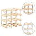 MINGHOU 12-Bottle 3×3 Grid Wine Rack Wood & Galvanized Steel Combination Freestanding Wine Storage Organizer for Home Bar Kitchen image 3