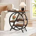 Tribesigns Coffee Side Tables, 3-Tier End Table for Living Room, Wood Sofa Side Table with Storage, Industrial Nightstand and Bedside Table with Geometric Metal Frame for Bedroom, Rustic Brown image 3