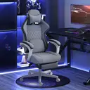 HOMCOM Ergonomic High Back Gaming Chair for Adults, Printed Velvet Computer Recliner Chair with Footrest, Lumbar Support, Adjustable Height and 360° Swivel Seat for Office or Gaming, Grey image 1