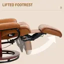 HOMCOM Manual Recliner Chair with Footrest, Upholstered Reclining Armchair with Adjustable Backrest and Steel Frame Brown image 3