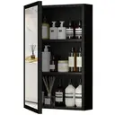 kleankin Bathroom Cabinet with Mirror, Wall Mounted Bathroom Mirror Cabinet with Storage Shelves, 40 x 12 x 60 cm, Black image 0