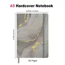 Jubiluu Carnet ligné à couverture en tissu, format A5, à reliure rigide - 96 feuilles (papier offset 100 g/m²) - Marque-page et bande élastique - Carnet ligné crème classique pour l’écriture, l’école, le bureau et comme cadeau - Marbre gris image 2