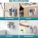 TAILI Porte-brosse à dents à ventouse lot de 2, ventouse puissante pour dentifrice et brosse à dents, porte-rasoir de douche auto-égouttant, porte-brosse à dents de douche mural, support de vaisselle de cuisine, Gris image 5