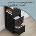 Ochama x SONGMICS Set of 2 Narrow Side Tables, Slim End Table with 2 Drawers, 1 Open Compartment, for Living Room, Bedroom, Black image 7