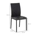 HOMCOM Dining Chairs Set of 4, PU Leather Upholstered Accent Chairs with Metal Legs for Kitchen, Black image 2