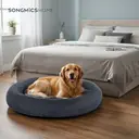 SONGMICS Donut Dog Crate Bed, Plush, Calming Pet Bed with Removable, Washable Cover, Dark Gray, 120 x 20 cm image 3