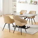 CLIPOP Faux Leather Dining Chairs, Set of 2, 360 °Swivel Upholstered Kitchen Chairs Armchair with Backrest and Metal Legs for Home Office Bedroom Living Room Lounge 0588 cream 54.5*60*84 cm image 0