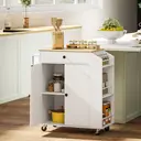 HOMCOM Kitchen Island on Wheels with Drawer, Rolling Kitchen Storage Trolley with 3-Tier Spice Rack, Towel Rack and Adjustable Shelf, White image 1