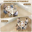 HOMCOM Table à manger extensible rectangle pour 4 à 6 personnes, table de cuisine 80-120 cm, extension coulissante facile, pieds en acier, pour petits espaces, salle à manger, salon, blanc image 2