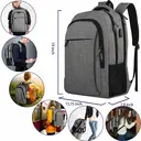 Sacs journaliers, sacs à dos ordinateur 17,3 pouces antivol sac homme travail université avec port USB rechargeable pour hommes, femmes, travail, voyage, affaires, gris, promotion Nouvel An, cadeau tendance image 3