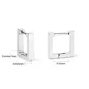 Silver Tone Stainless Steel Square Hoop Earrings, 14mm Minimalist Rectangular Huggie Hoops image 7