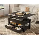 Rolanstar Mesa Centro Elevable, Mesa Salon con Cajón y Compartimento Oculto, Mesas Elevables Modernas Convertible en Comedor, 100 X 50 cm, Negro image 1