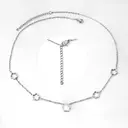 Silver Tone Flower and Mother of Pearl Necklace, 4 Hollow Blossom Charms image 6