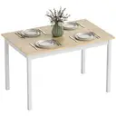 HOMCOM Dining Table for 4, Solid Wood Farmhouse Kitchen Table for Living Room, Dining Room, 120 x 75 x 75cm, Natural image 0