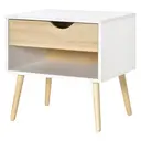 HOMCOM Bedside Table 1 Drawer Scandi White/Oak Effect image 1
