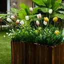 Yuejia 19Pcs 13in/33cmOutdoor Artificial Bushes, Artificial Tulips Flowers Greenery Shrubs Faux Greenery for Outdoor Garden Patio Front Porch Yard Decor image 0