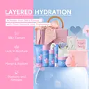 Quiyum Coffret de soins Sakura au collagène - Nettoyant 50 g, lotion tonique 120 ml, sérum 30 ml, crème contour des yeux 20 g, crème visage 50 g, stickers pour ongles, serviette, trousse à maquillage, étui à maquillage, outil de massage, éponge pour le visage et fleur de douche image 4