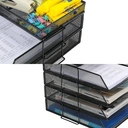 Senhoglb Bac à courrier A4 à 2 niveaux en maille, empilable avec support de bureau intégré, Noir, Offre du Nouvel An, Top des idées cadeaux image 3