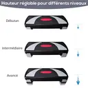 HOMCOM Step fitness aerobic stepper hauteur reglable surface antiderapante 78x29x20 cm image 3