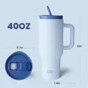 Bottle Bottle 40 oz Stainless Steel Vacuum Insulated Tumbler with Handle and Straw, Blue image 3
