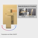 Homary Wall Mount Bath Tap Solid Brass Single Lever Handle in Brushed Gold image 6